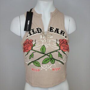 Fashion Nova Wild Hearts Safety Pin Crop Tank Size Small NWT